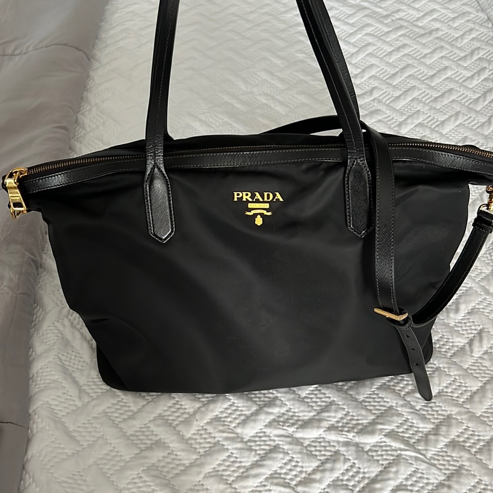 Prada Nylon and Saffiano Leather Tote